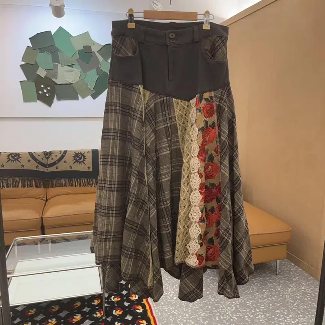 빈티지 모리걸 패치워크 에스닉 키치 롱스커트 M C07033 상품이미지3