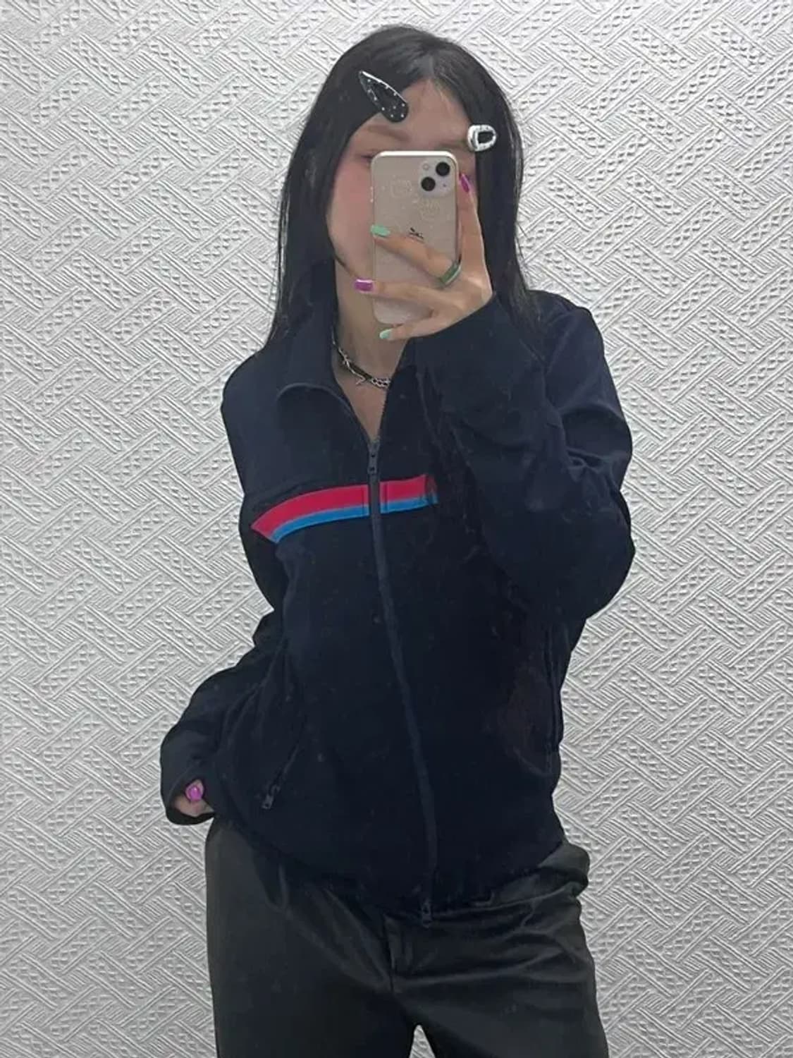 오니츠카 타이거 올드스쿨 배색 라인 져지 집업 100 C06999 상품이미지2