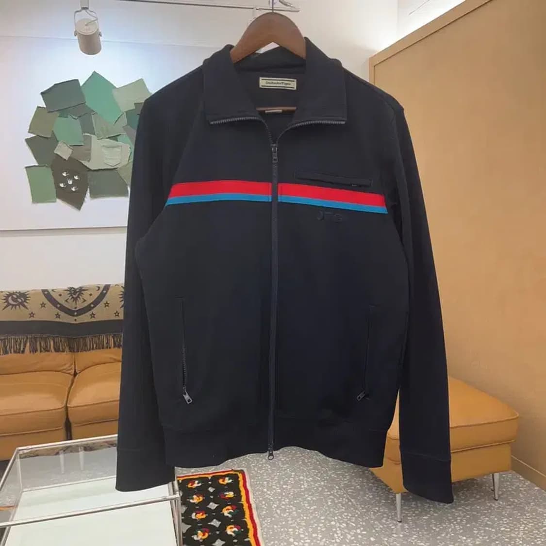 오니츠카 타이거 올드스쿨 배색 라인 져지 집업 100 C06999 상품이미지3