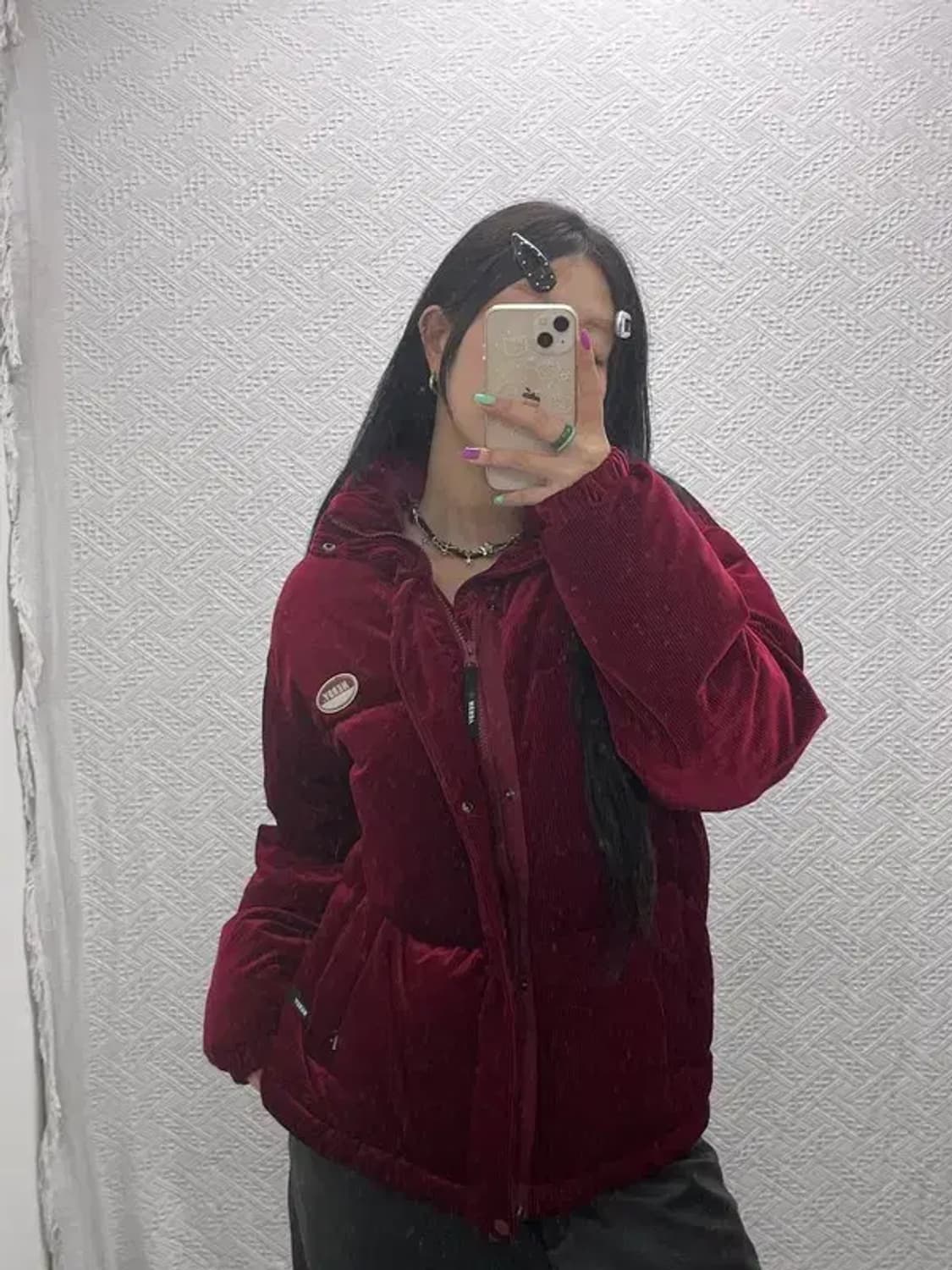 널디 유니크 코듀로이 골덴 버건디 와인 패딩 S C07018 상품이미지1