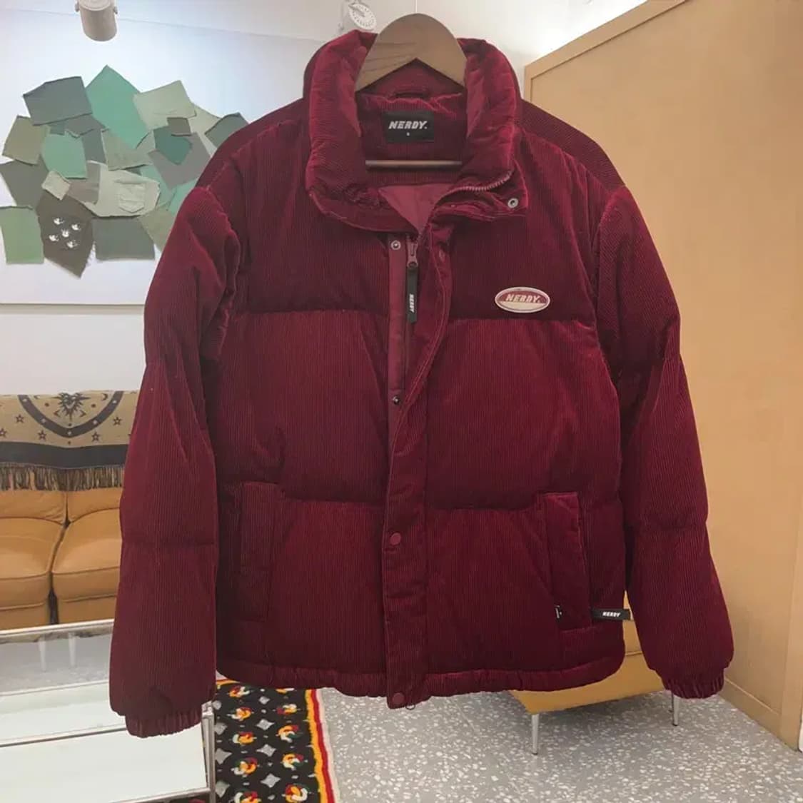 널디 유니크 코듀로이 골덴 버건디 와인 패딩 S C07018 상품이미지3