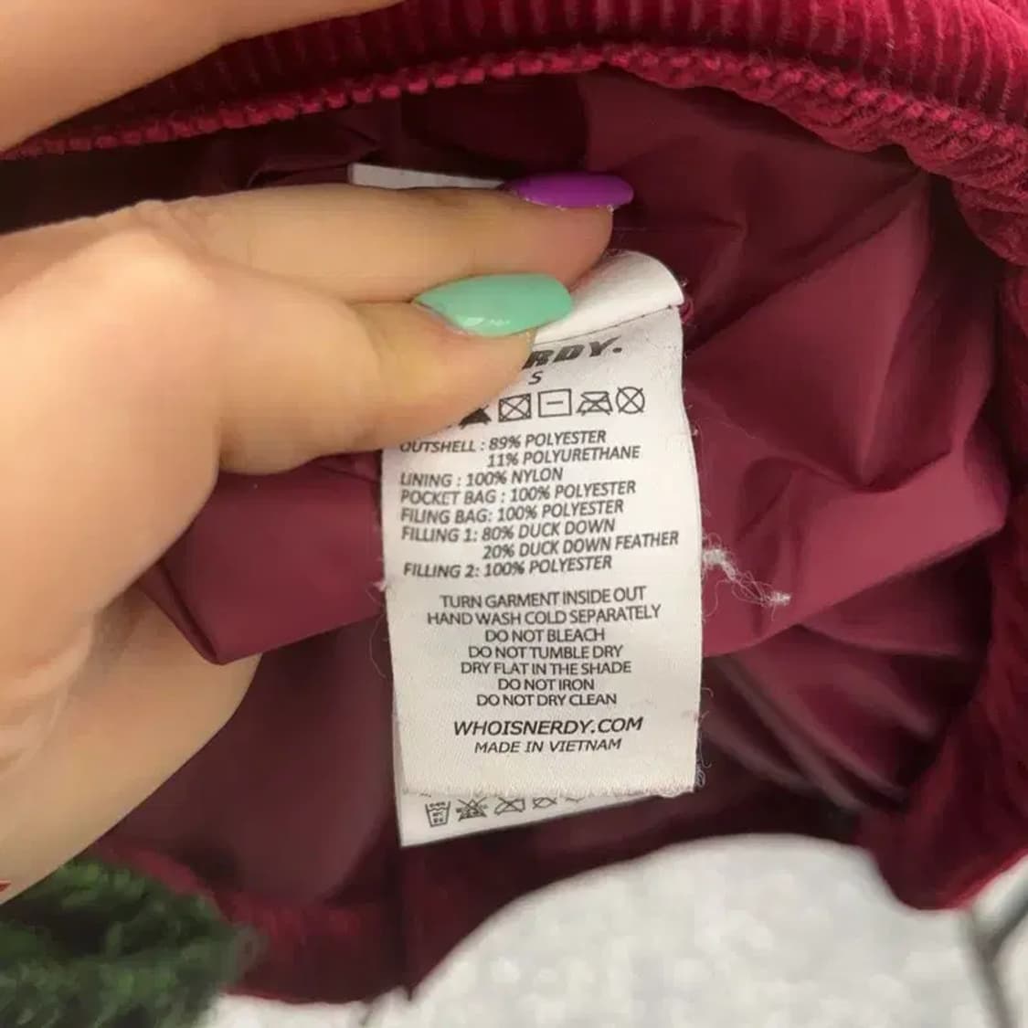 널디 유니크 코듀로이 골덴 버건디 와인 패딩 S C07018 상품이미지7