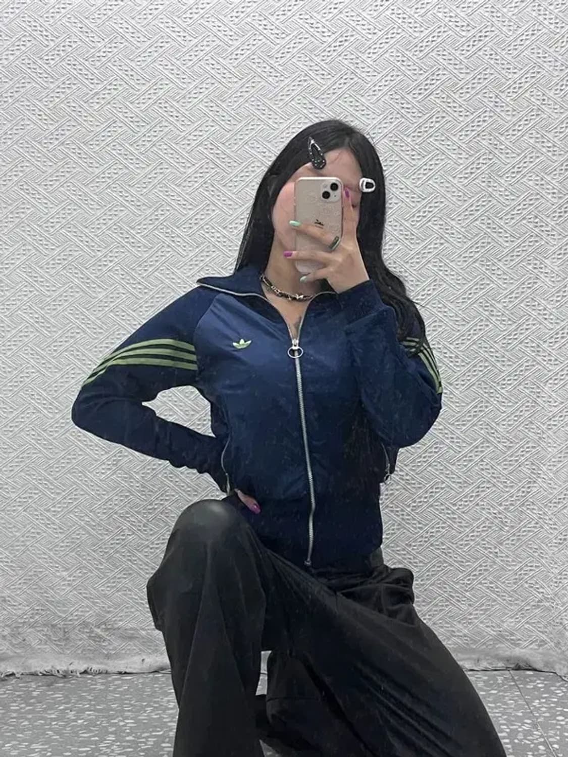 아디다스 올드스쿨 원터더블 네이비그린 져지 자켓 95 C07024 상품이미지1