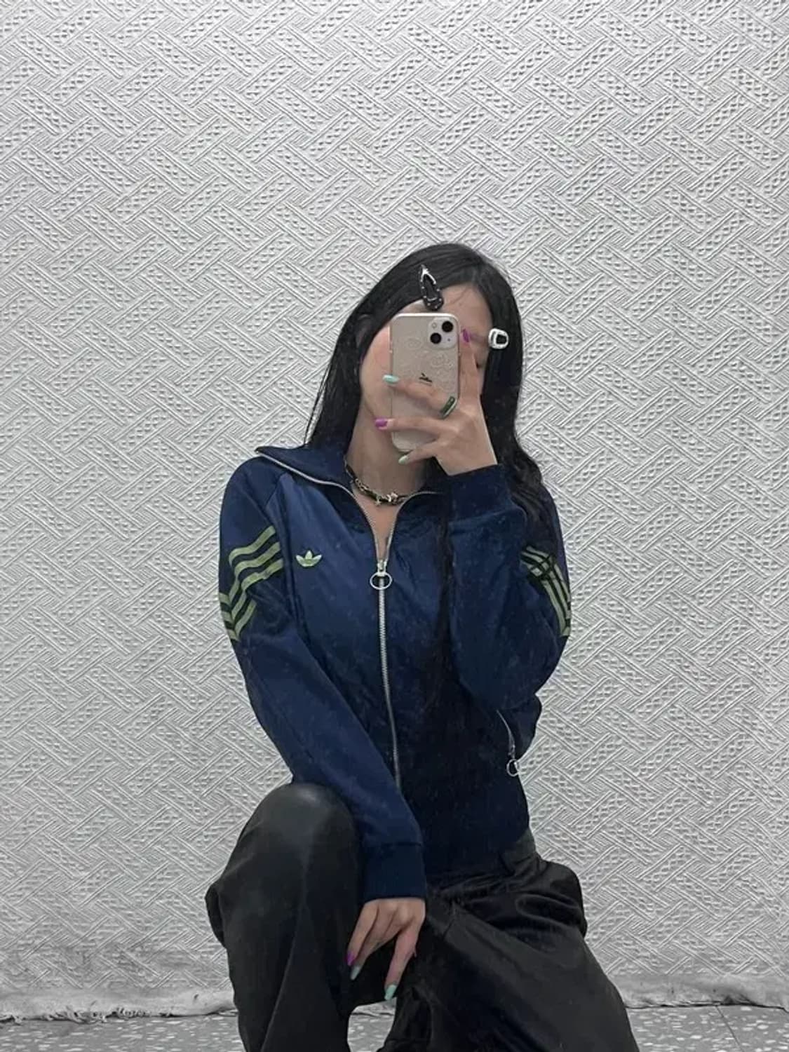 아디다스 올드스쿨 원터더블 네이비그린 져지 자켓 95 C07024 상품이미지2