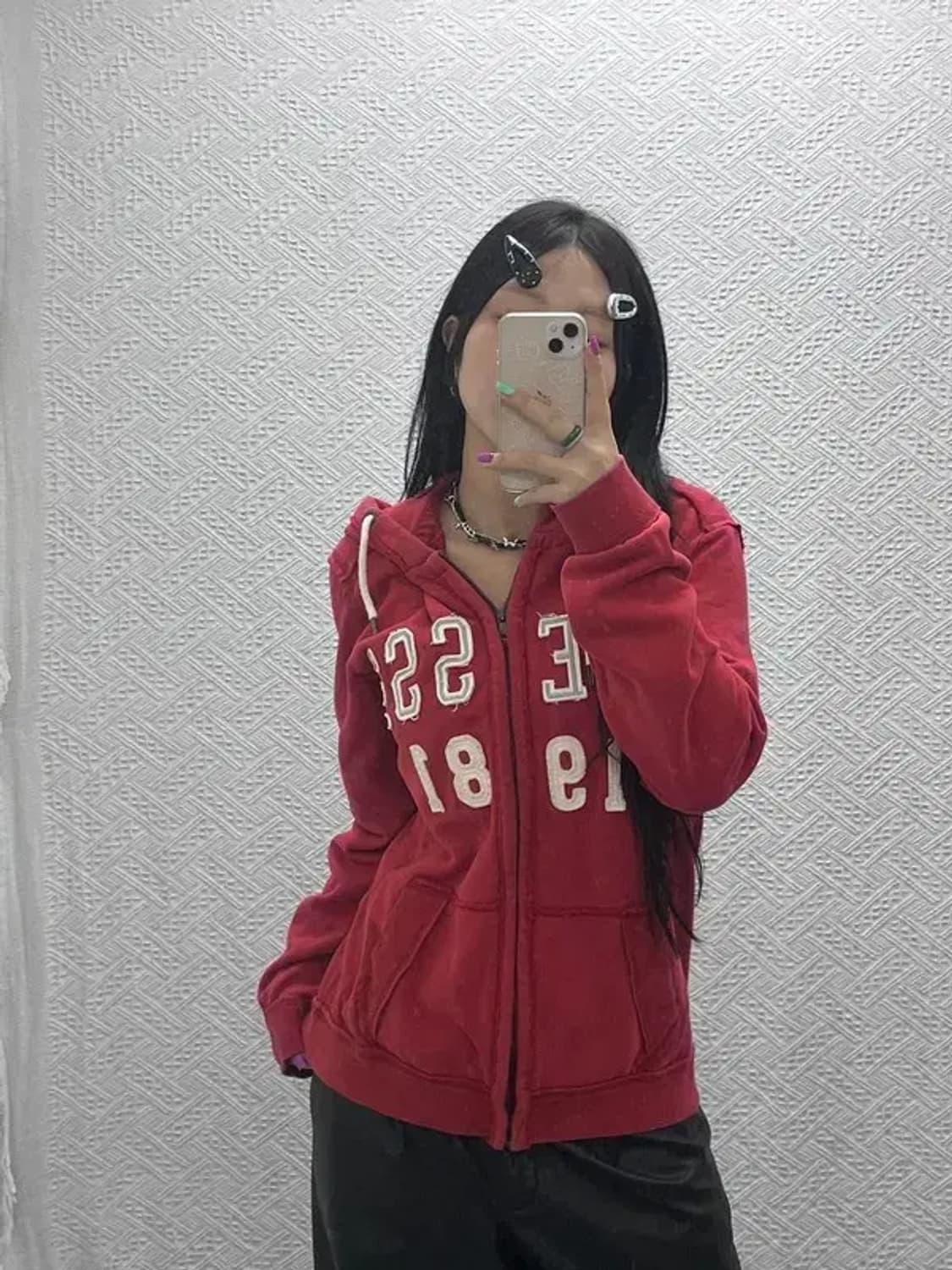 게스 00's Y2K 코랄 빅로고 후드 집업 L C07022 상품이미지1