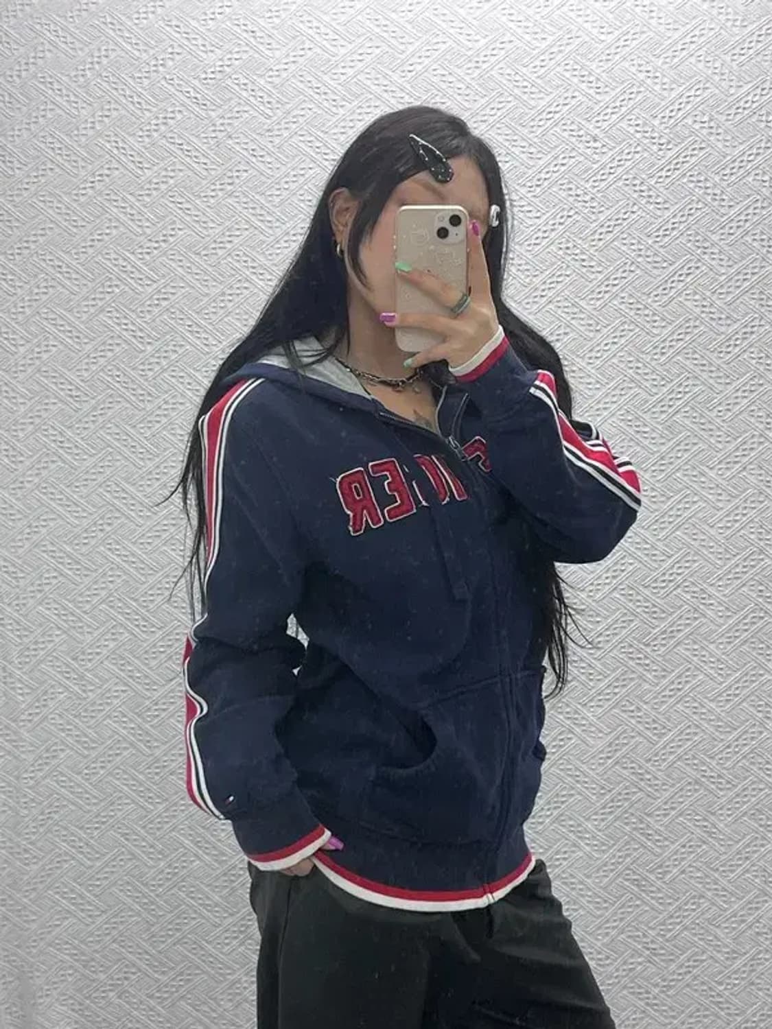 타미힐피거 올드스쿨 00's 레트로 배색 후드 집업 M C07008 상품이미지1