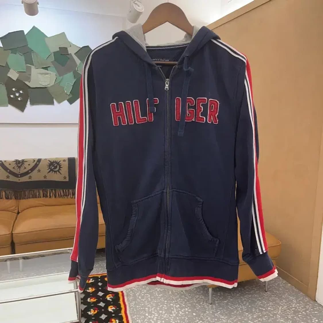 타미힐피거 올드스쿨 00's 레트로 배색 후드 집업 M C07008 상품이미지3