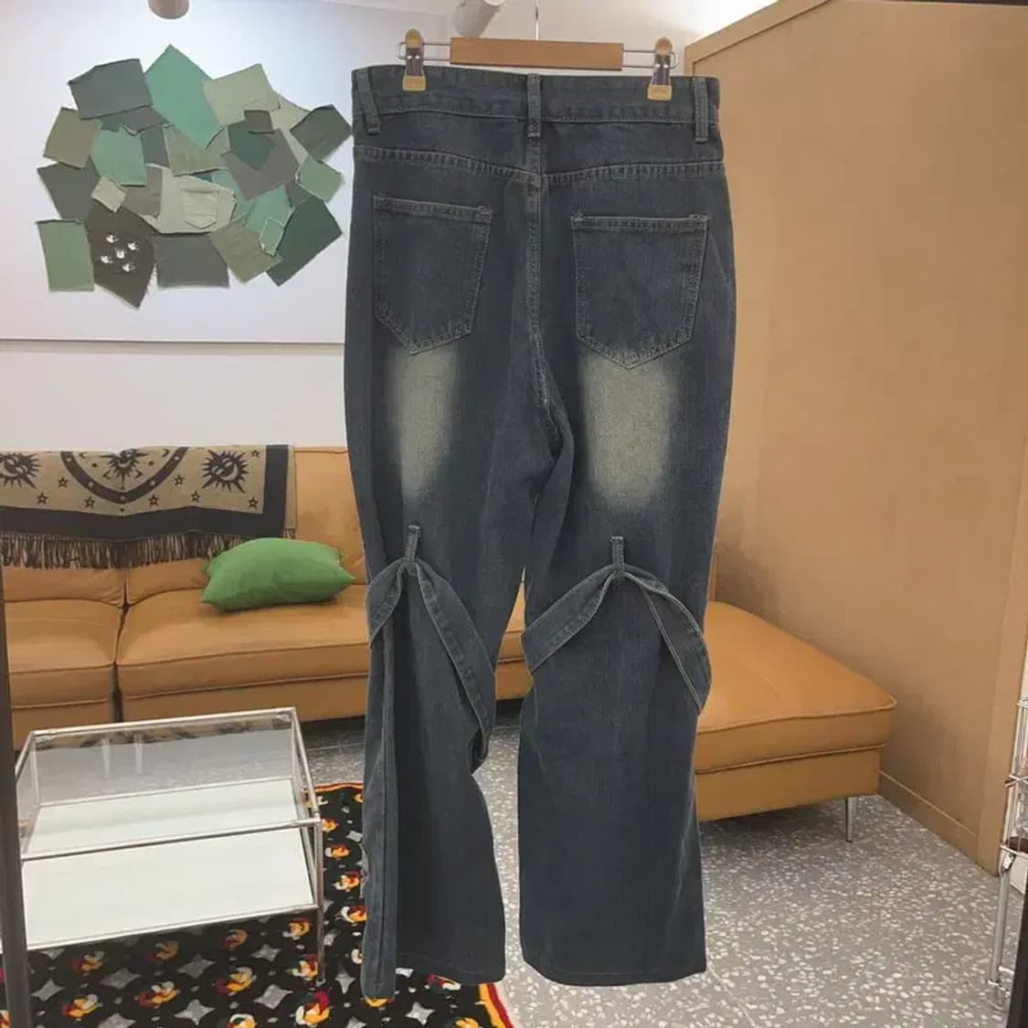 빈티지 스트릿 힙합 스트랩 워싱 데님 팬츠 29인치 C07070 상품이미지4