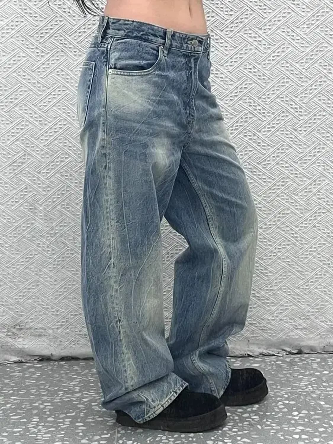 모드나인 빈티지 드레이프 워싱 데님 팬츠 30인치 C07071 상품이미지2