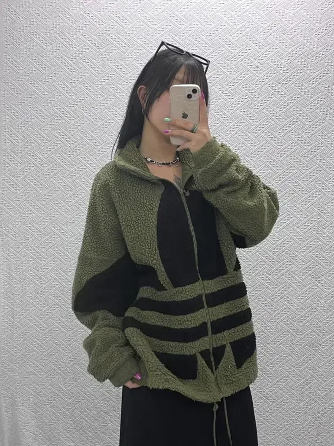 아디다스 키치 빅 트레포일 말차 카키 후리스 M C07049 상품이미지2