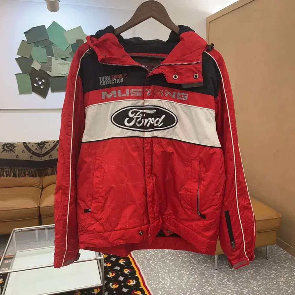 푸부 FUBU 올드스쿨 레이싱 바람막이 후드 자켓 L C07050 상품이미지3