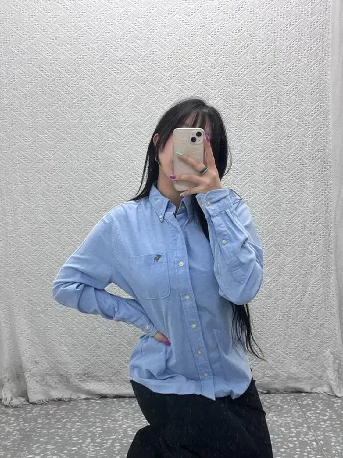 아베크롬비 캐주얼 컨트리 파스텔 블루 셔츠 S C07091 상품이미지1