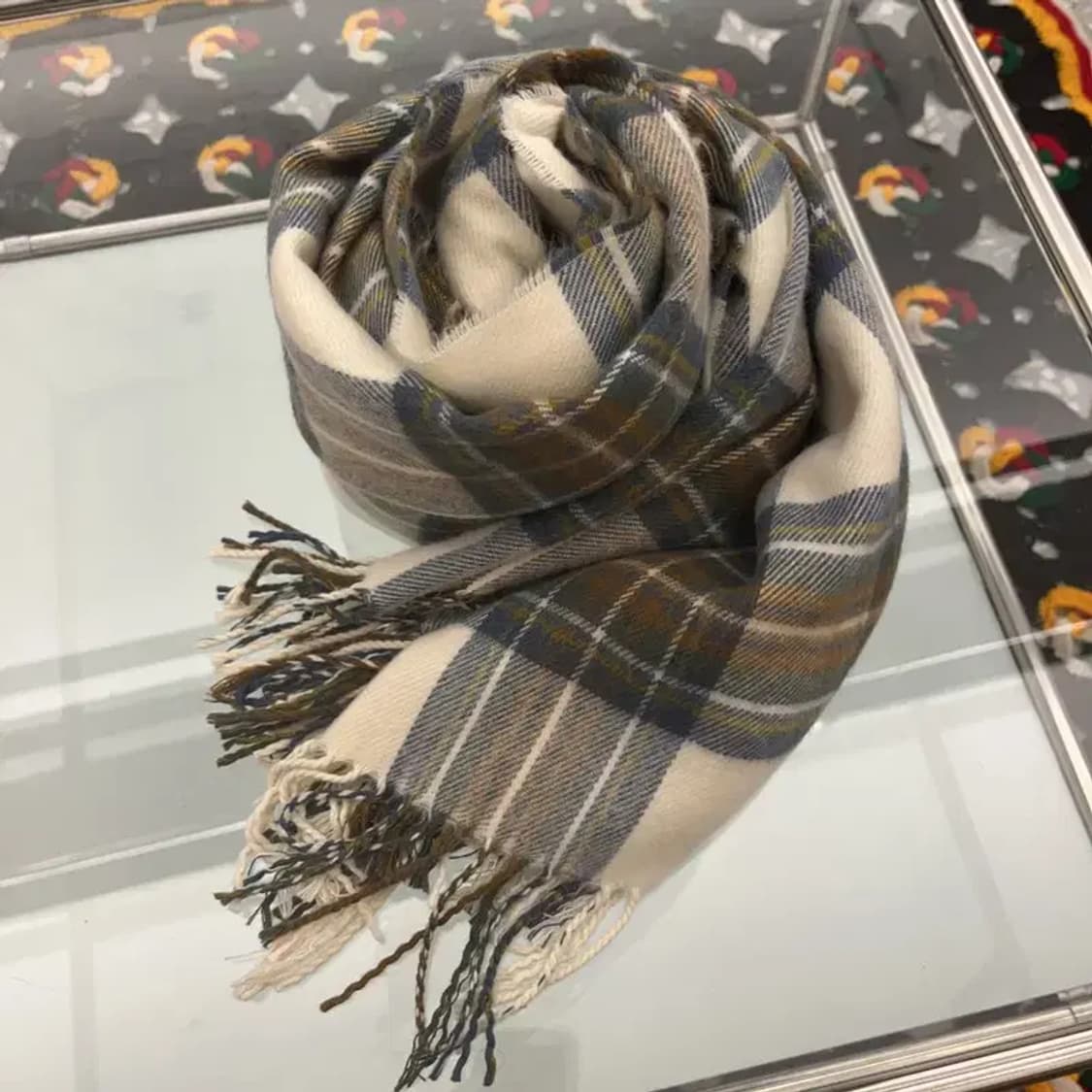 얼모스트 블루 폭닥 플란넬 체크 목도리 머플러 C07108 상품이미지3