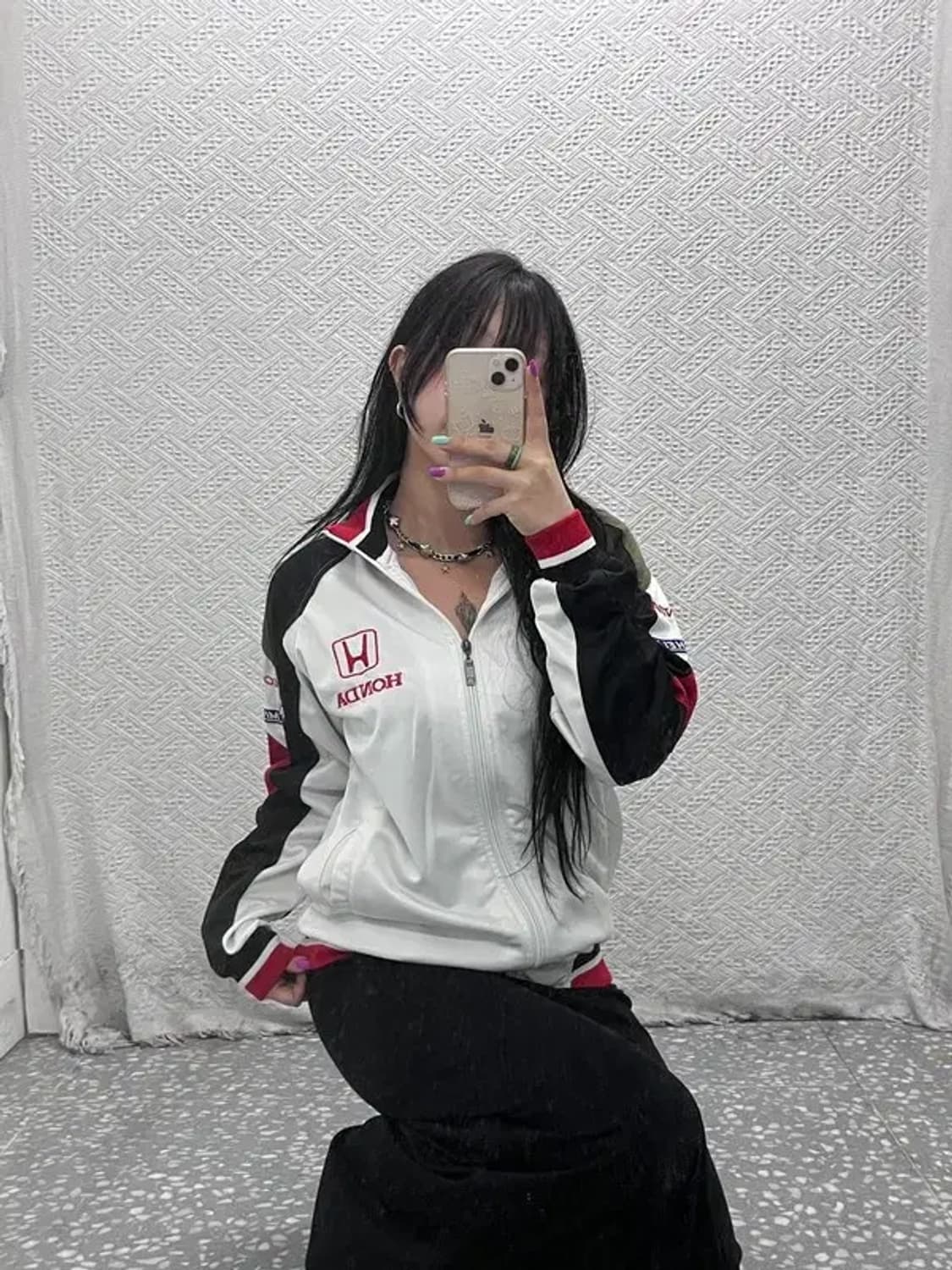 럭키스트라이크 혼다 올드스쿨 레이싱 바이크 져지 집업 L C07081 상품이미지2