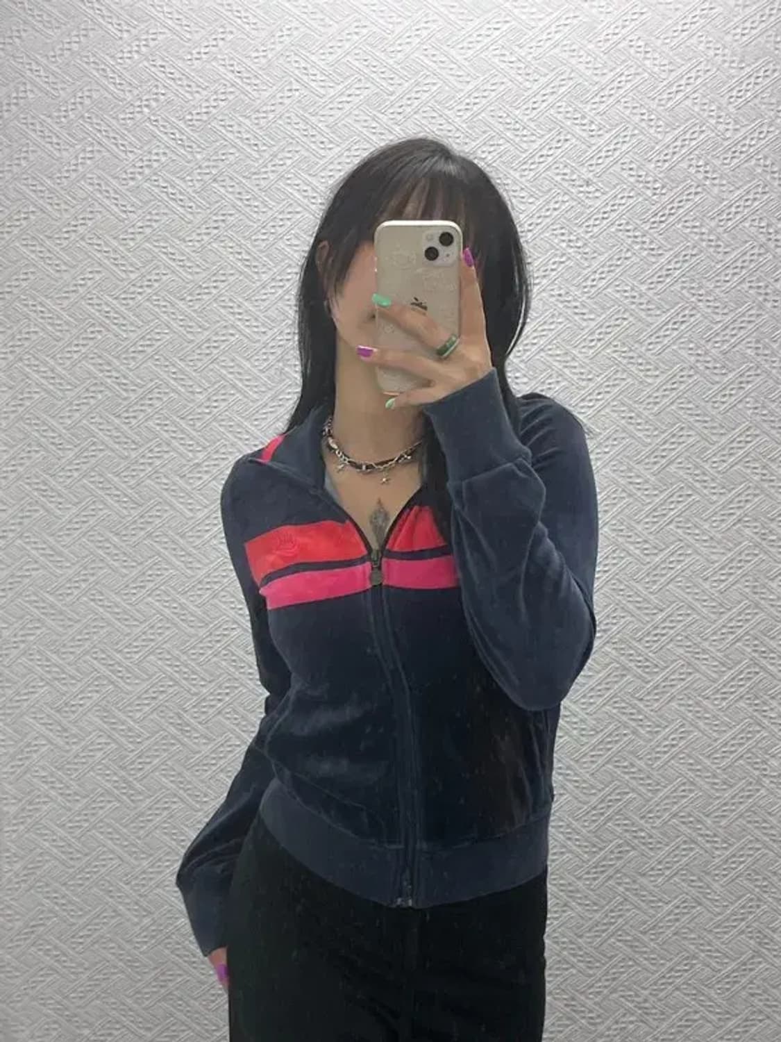 나이키 Y2K 레트로 라인 배색 벨벳 트랙탑 집업 XS C07096 상품이미지2