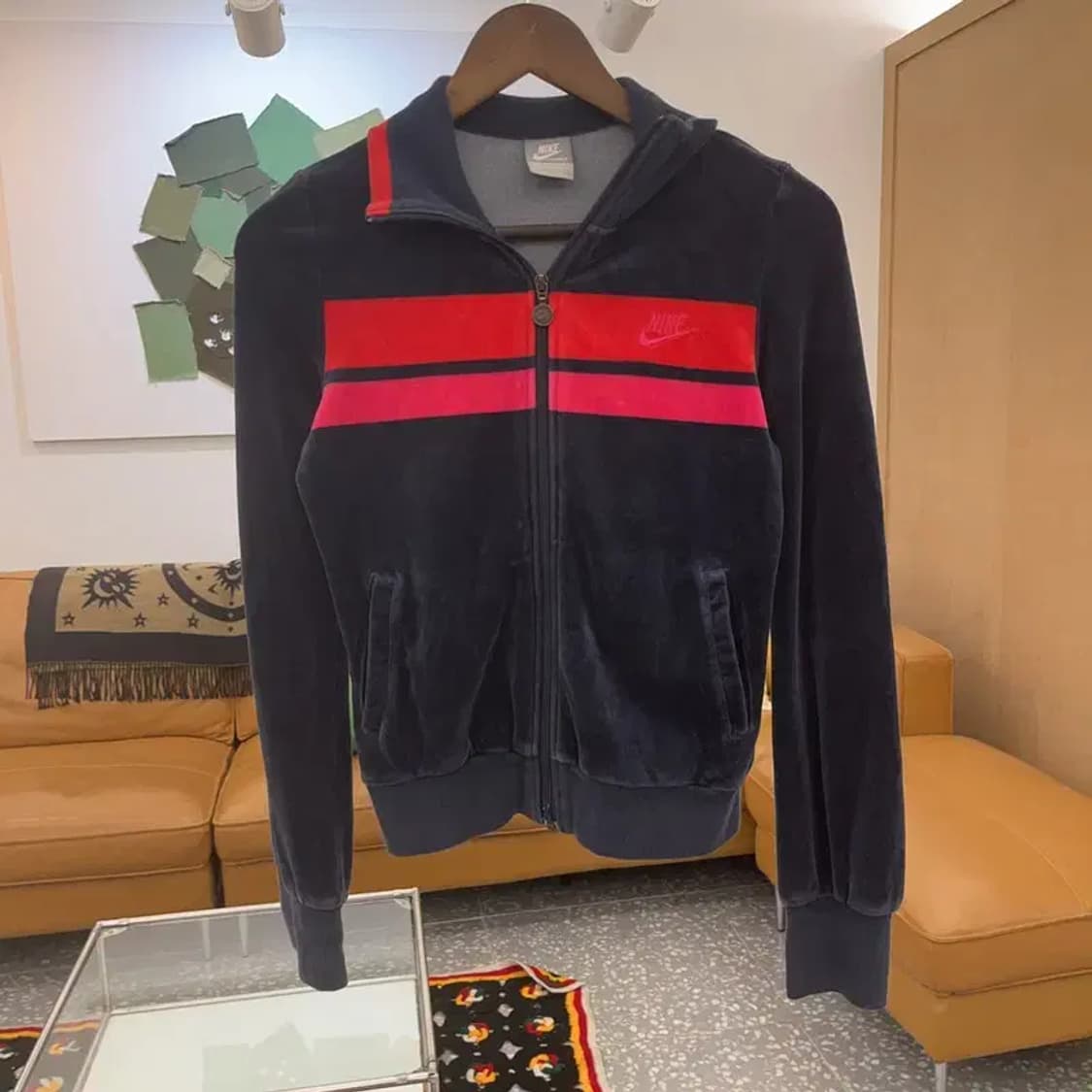 나이키 Y2K 레트로 라인 배색 벨벳 트랙탑 집업 XS C07096 상품이미지3