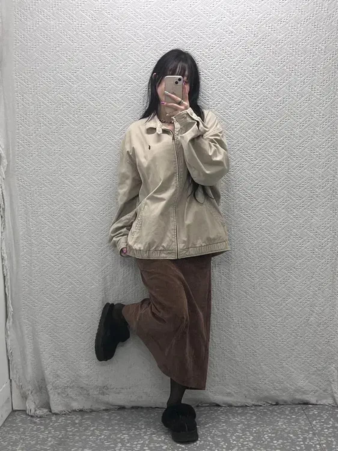 빈티지 코듀로이 골덴 뒷트임 롱스커트 25인치 C07104 상품이미지2