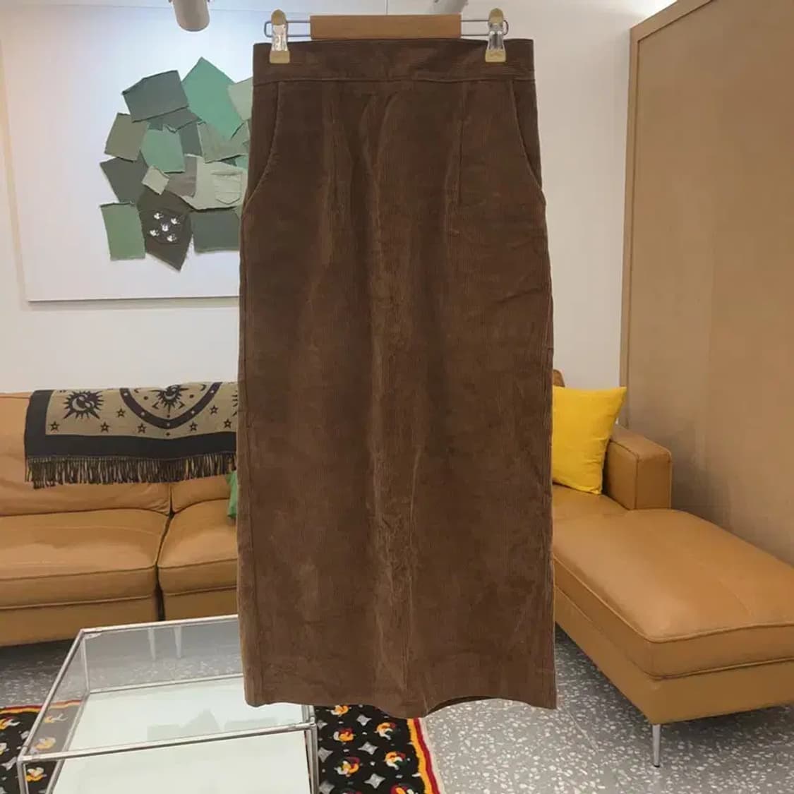 빈티지 코듀로이 골덴 뒷트임 롱스커트 25인치 C07104 상품이미지3
