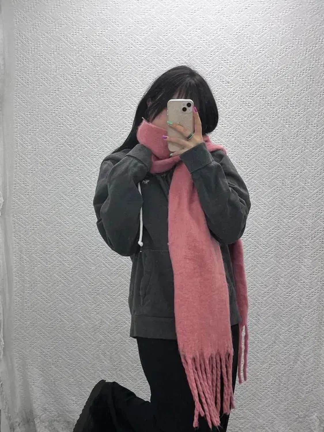 빈티지 폭닥 여리 코랄핑크 목도리 머플러 C07111 상품이미지2