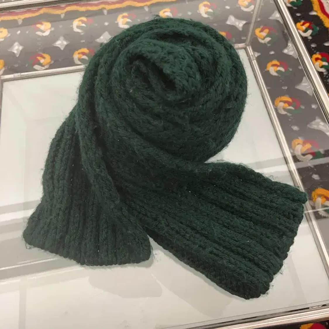 빈티지 홀리데이 딥그린 뜨개 니트 목도리 머플러 C07117 상품이미지3