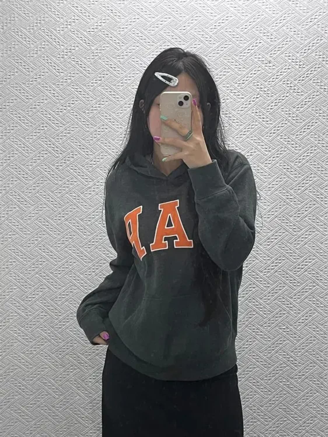 갭 GAP 빈티지 오렌지 빅로고 약기모 후드티 XXL C07118 상품이미지2