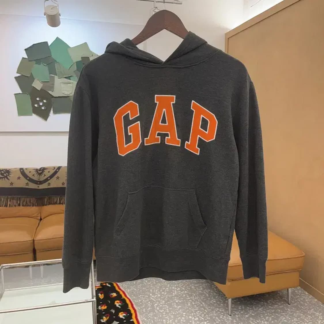 갭 GAP 빈티지 오렌지 빅로고 약기모 후드티 XXL C07118 상품이미지3