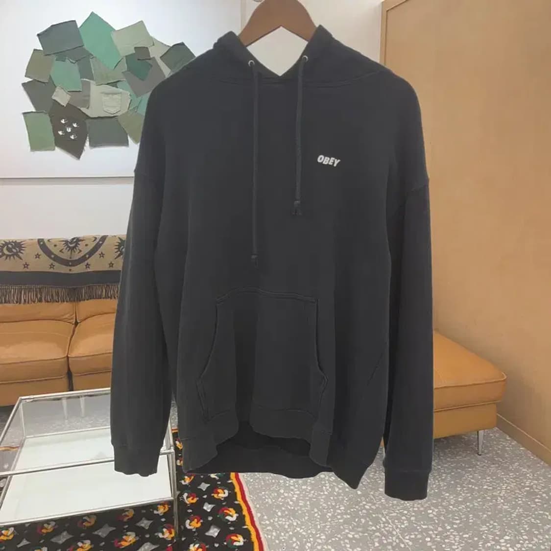 오베이 스트릿 힙합 백레터링 오버핏 후드티 L C07119 상품이미지3