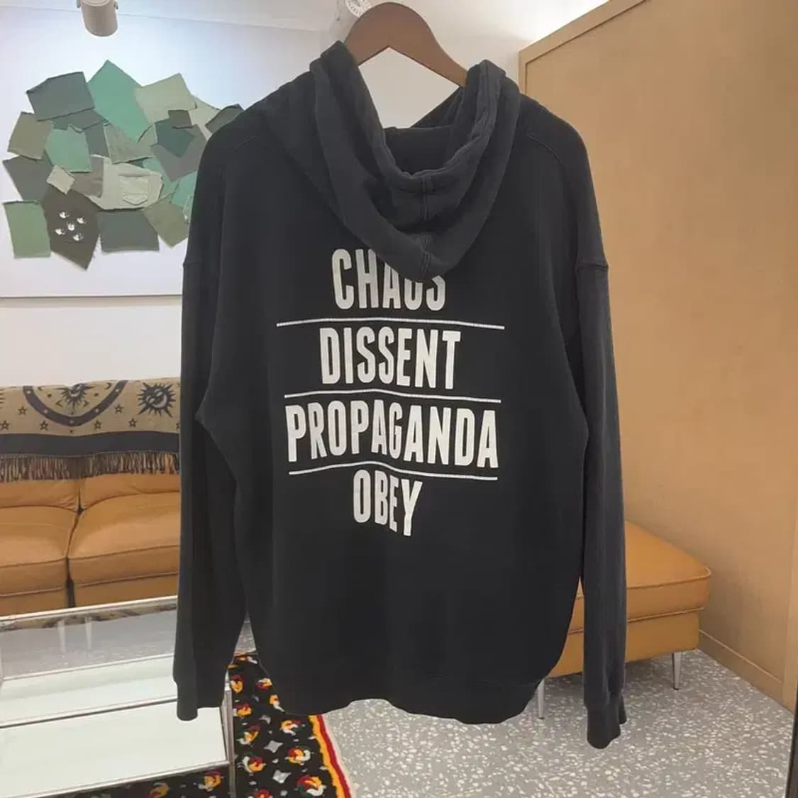 오베이 스트릿 힙합 백레터링 오버핏 후드티 L C07119 상품이미지4