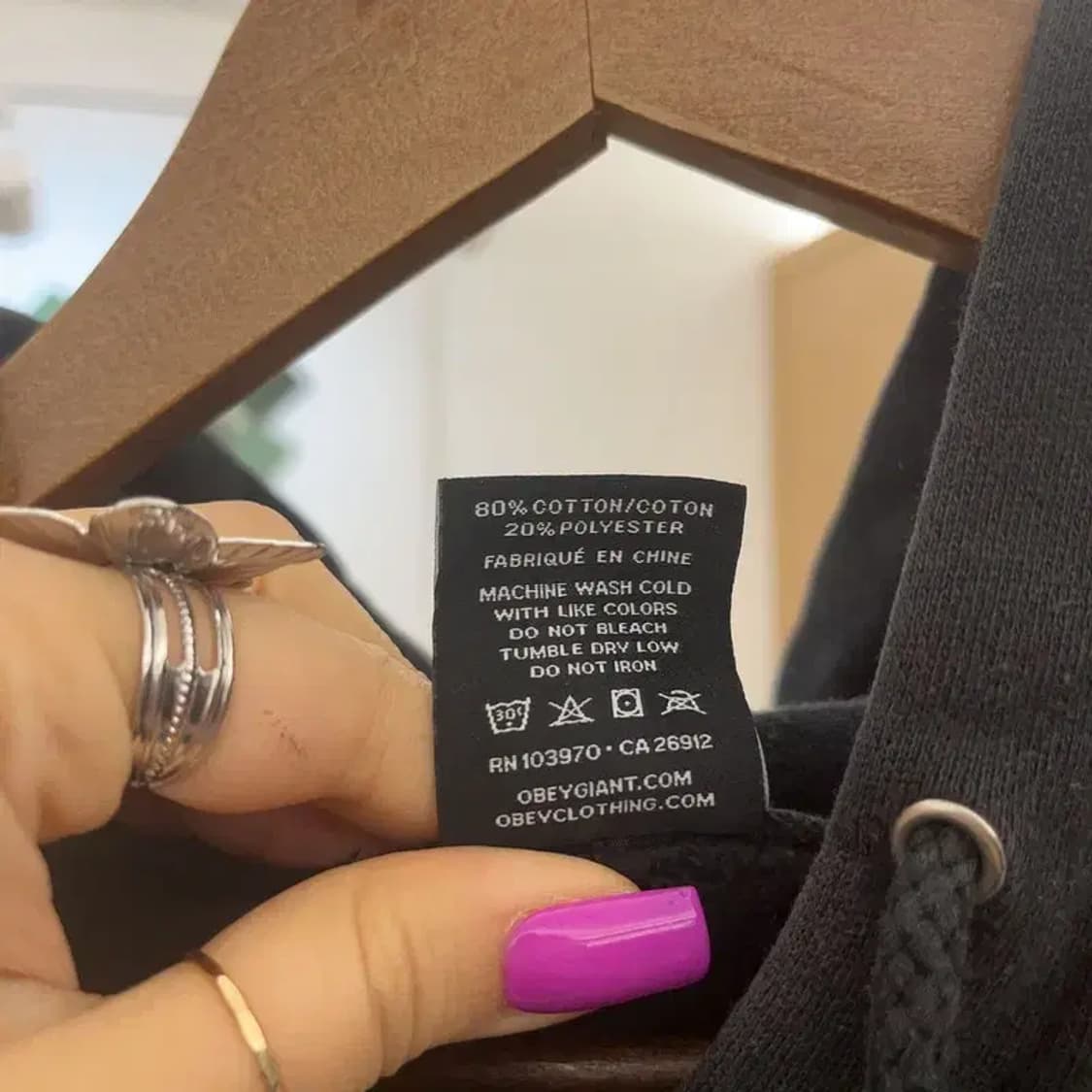 오베이 스트릿 힙합 백레터링 오버핏 후드티 L C07119 상품이미지6