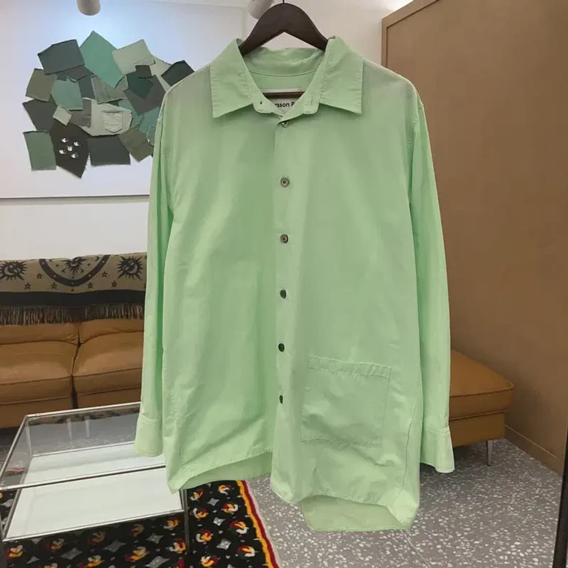 앤더슨벨 언발란스 피스타치오 그린 포켓 셔츠 L C07128 상품이미지3