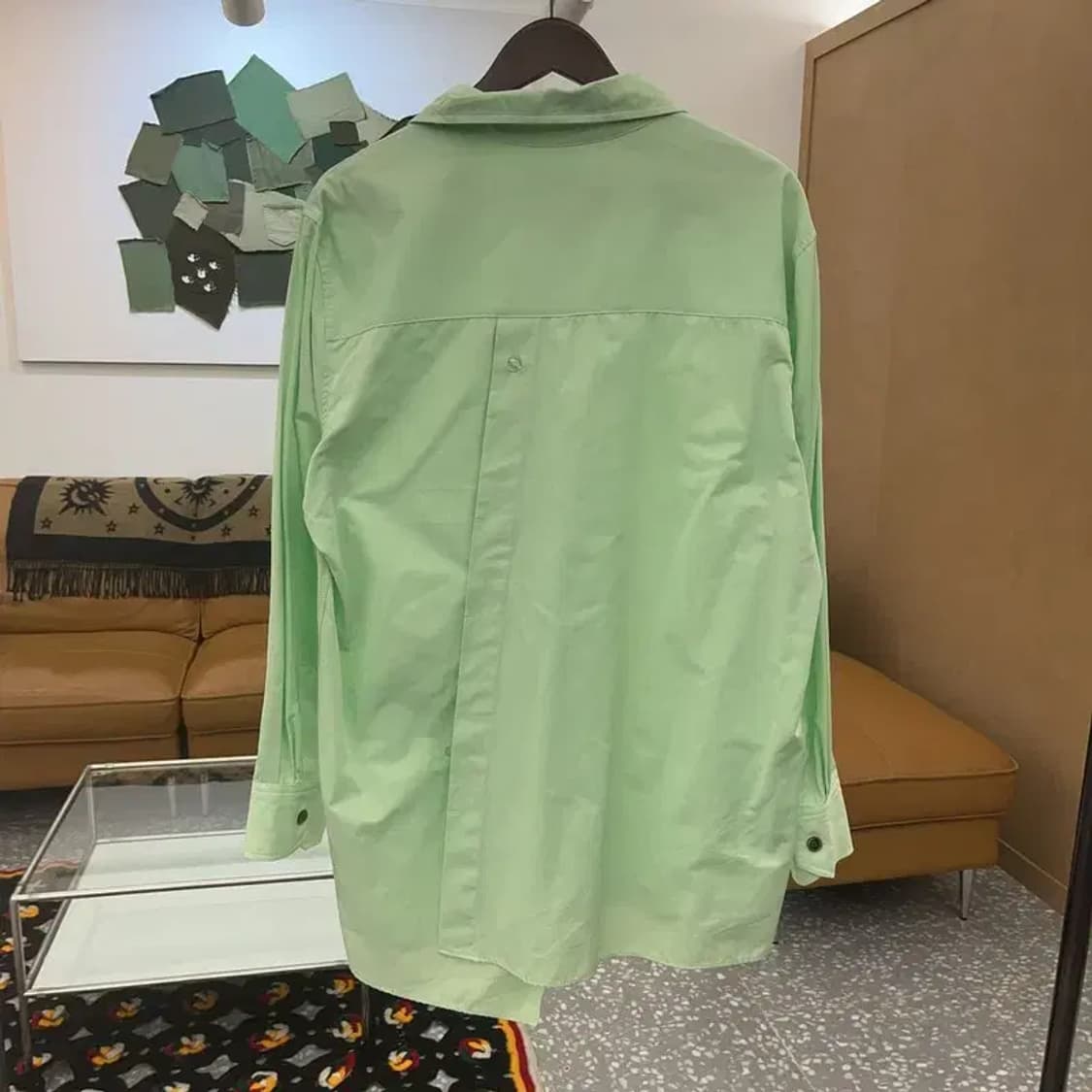 앤더슨벨 언발란스 피스타치오 그린 포켓 셔츠 L C07128 상품이미지4