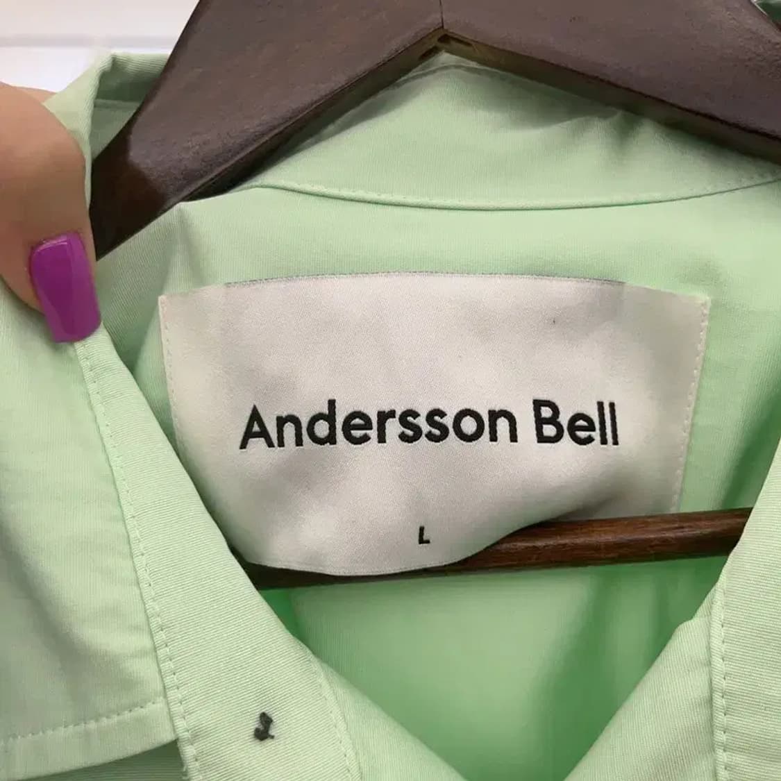 앤더슨벨 언발란스 피스타치오 그린 포켓 셔츠 L C07128 상품이미지5