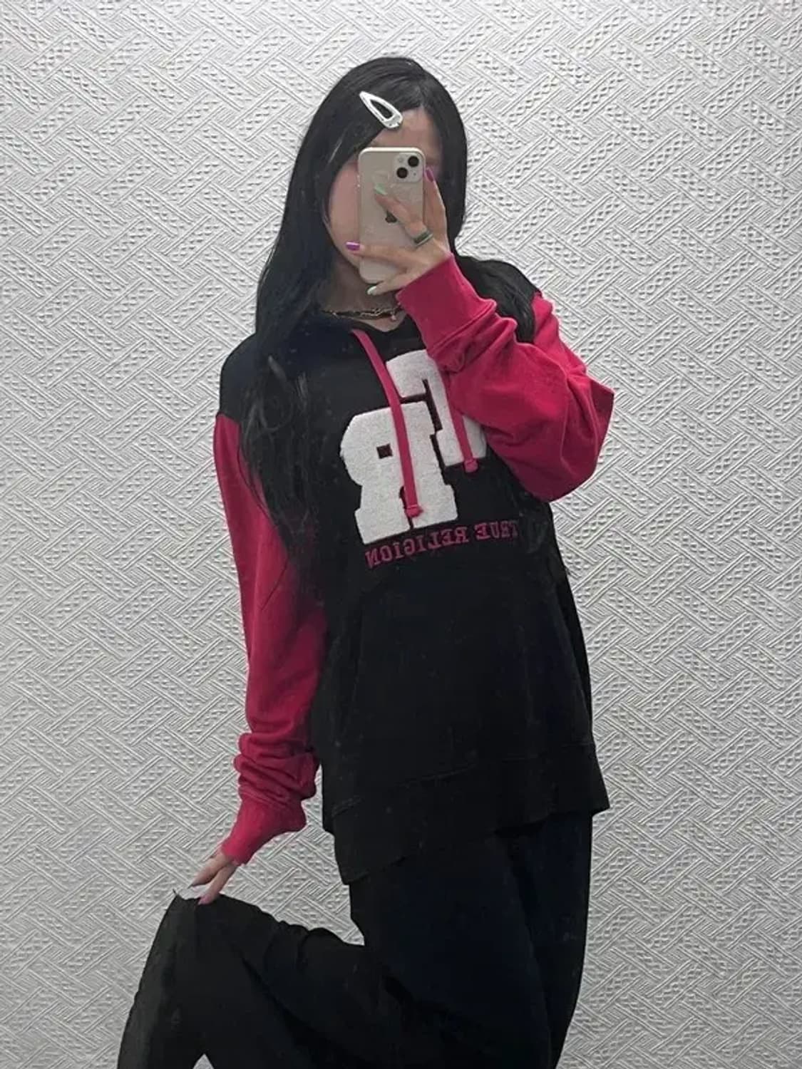 트루릴리전 빈티지 레트로 배색 양털로고 후드티 XL C07120 상품이미지1