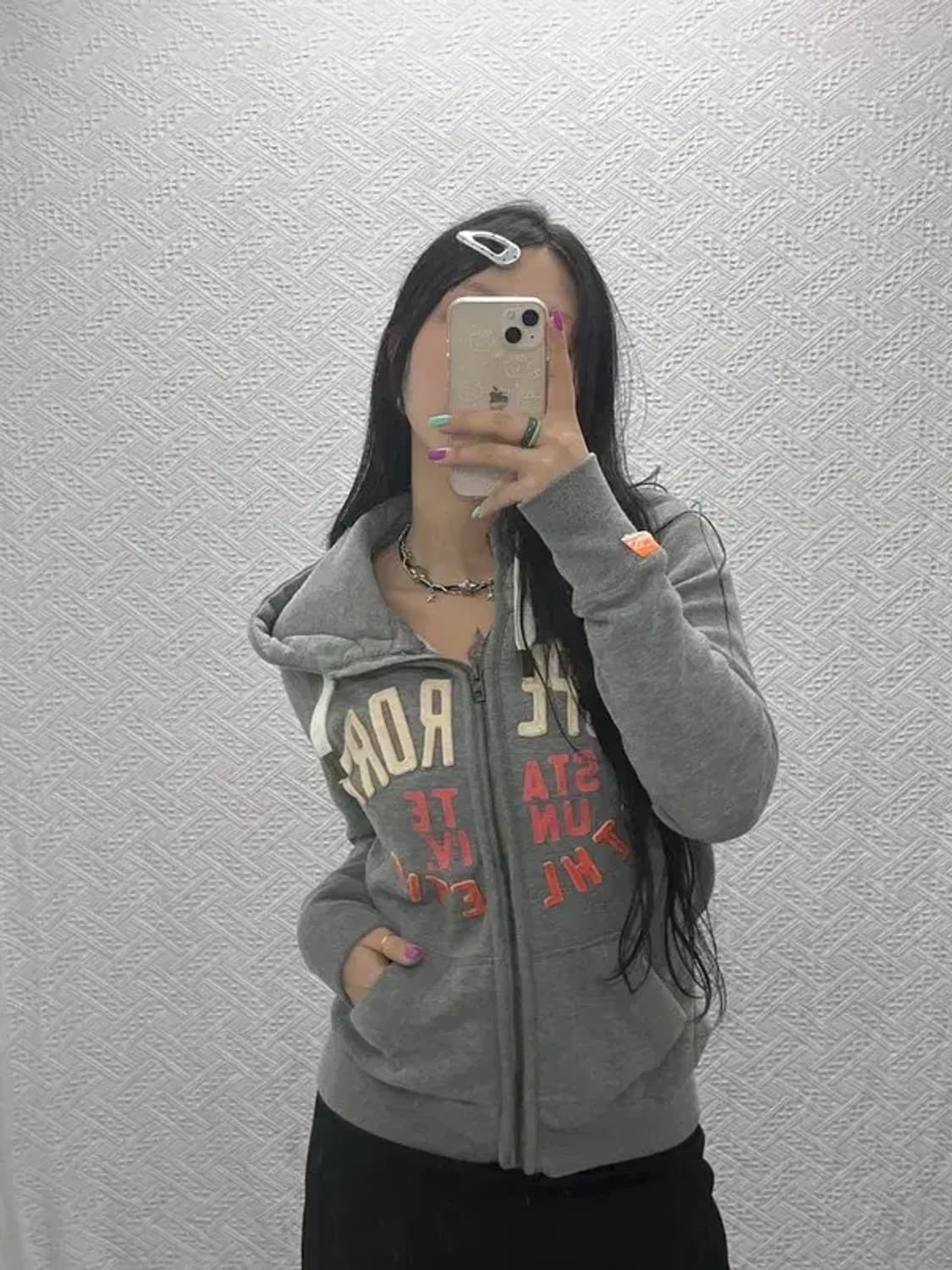 슈퍼드라이 빈티지 Y2K 키치 기모 후드 집업 S C07137 상품이미지1