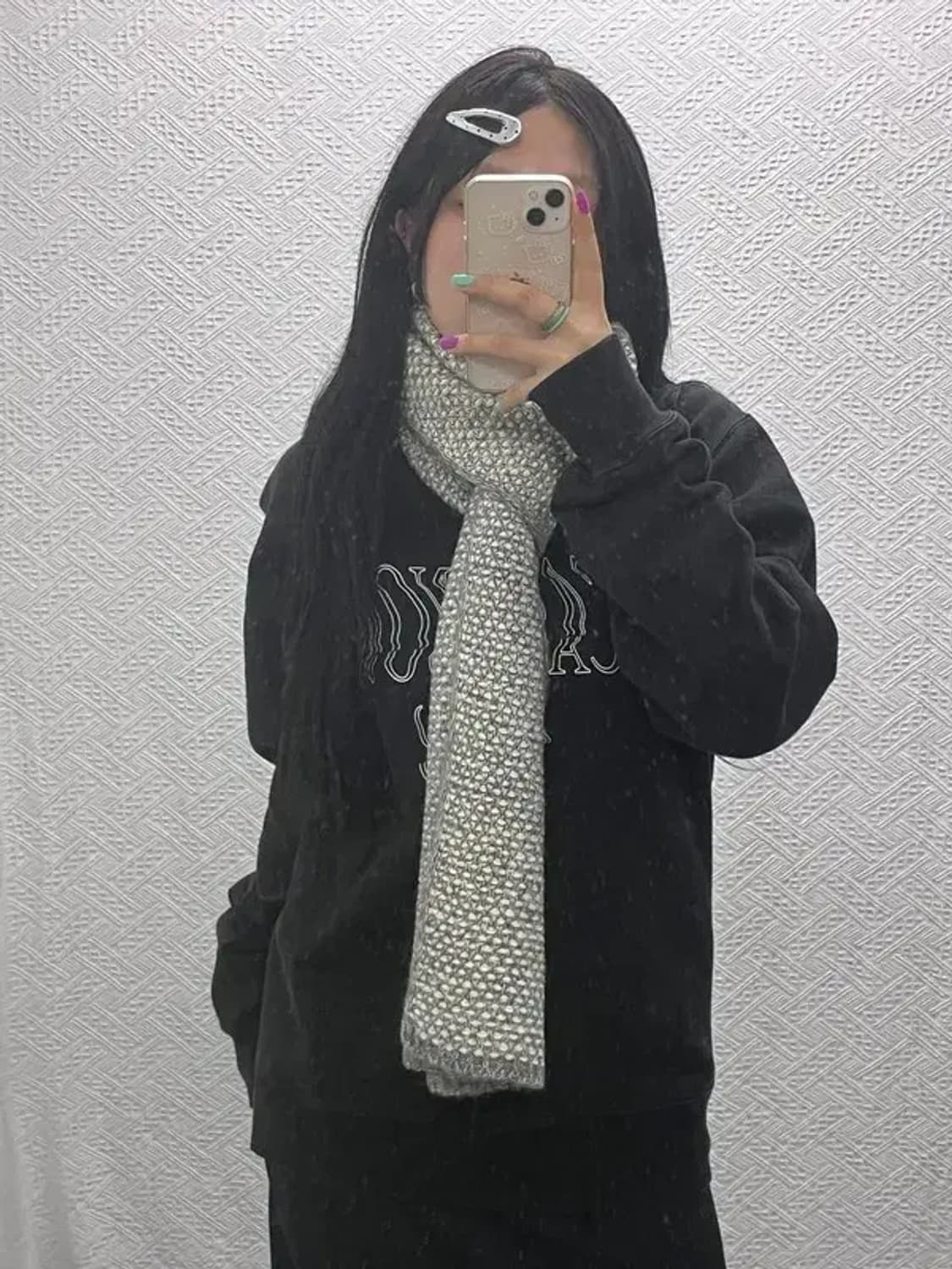 빈티지 모던 유니크 트위드패턴 니트 목도리 머플러 C07149 상품이미지1