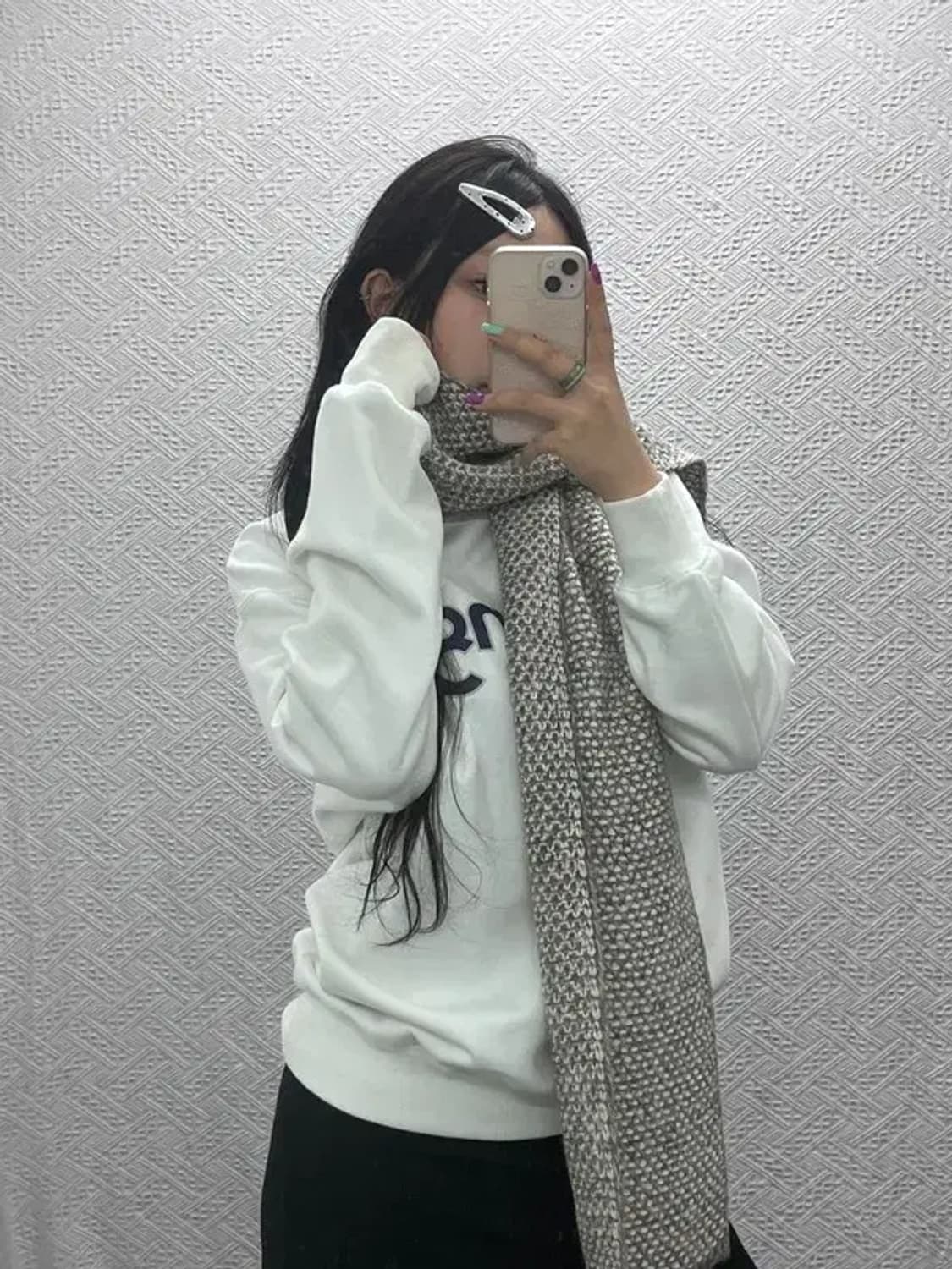 빈티지 모던 유니크 트위드패턴 니트 목도리 머플러 C07149 상품이미지2