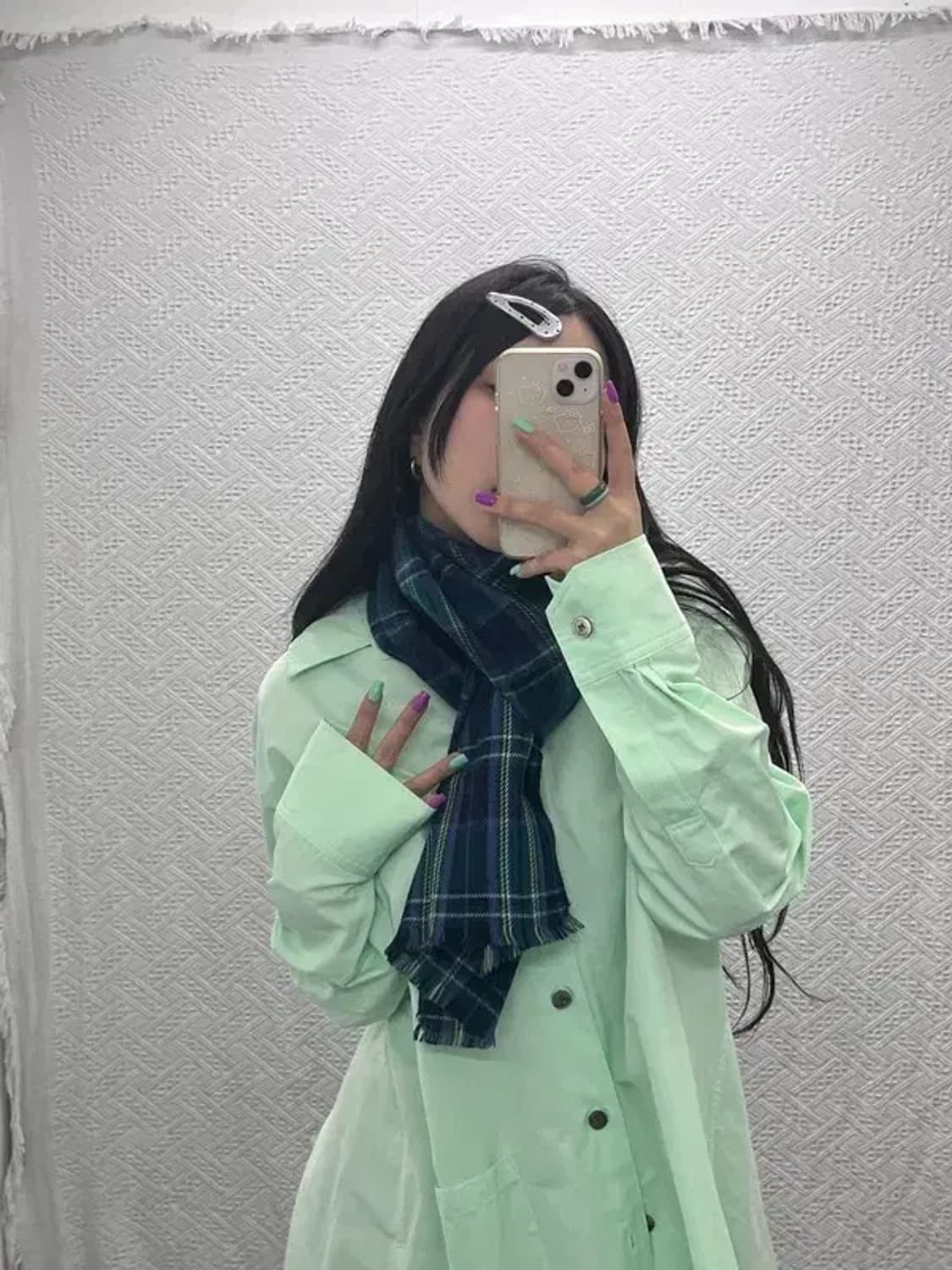 빈티지 홀리데이 딥그린 타탄체크 목도리 머플러 C07151 상품이미지1