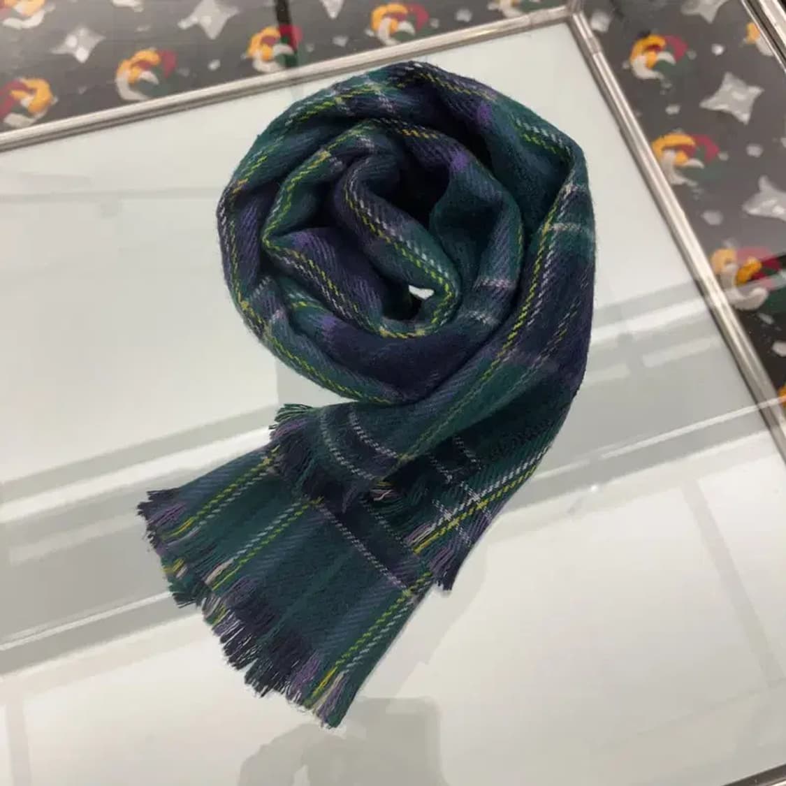 빈티지 홀리데이 딥그린 타탄체크 목도리 머플러 C07151 상품이미지2