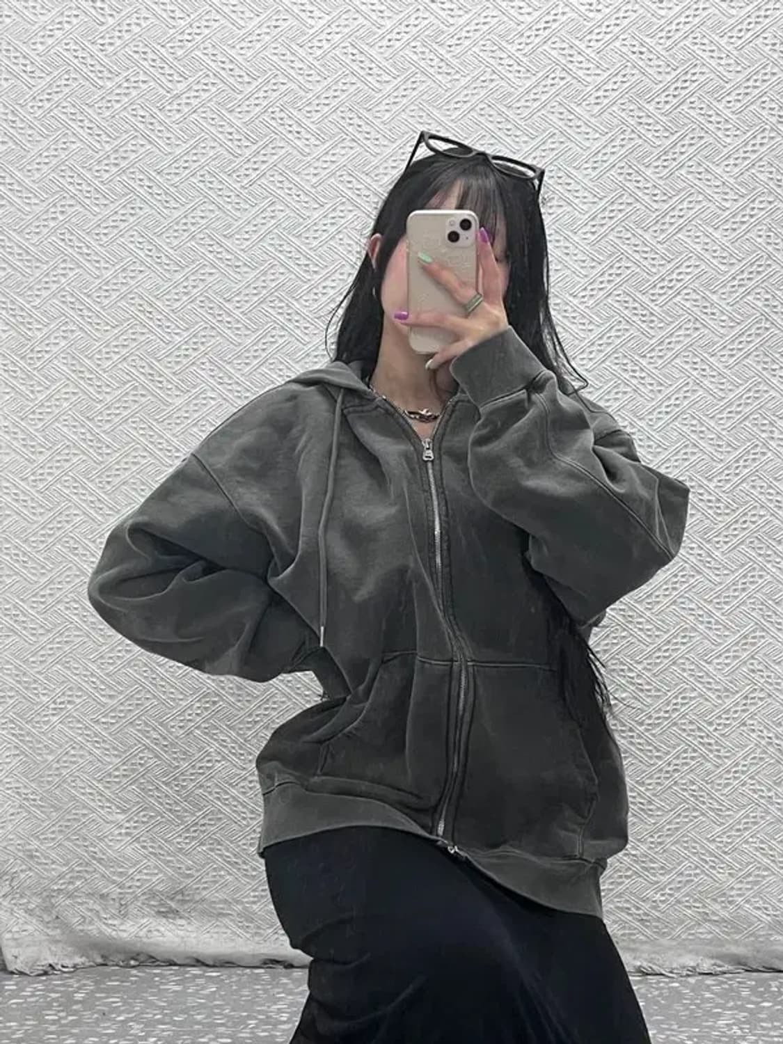 소버먼트 빈티지 피그먼트 오버핏 후드집업 XL C07159 상품이미지1