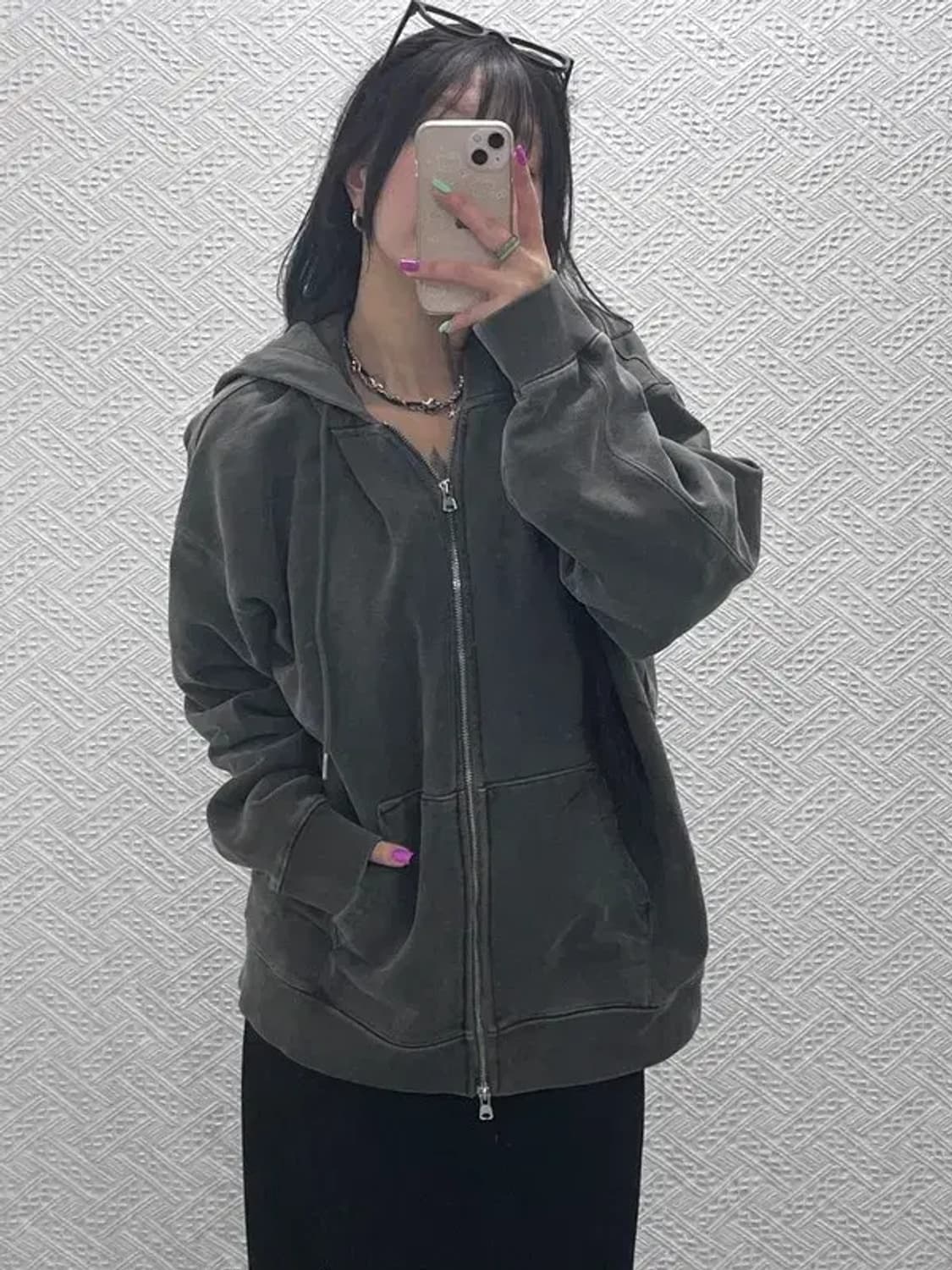 소버먼트 빈티지 피그먼트 오버핏 후드집업 XL C07159 상품이미지2