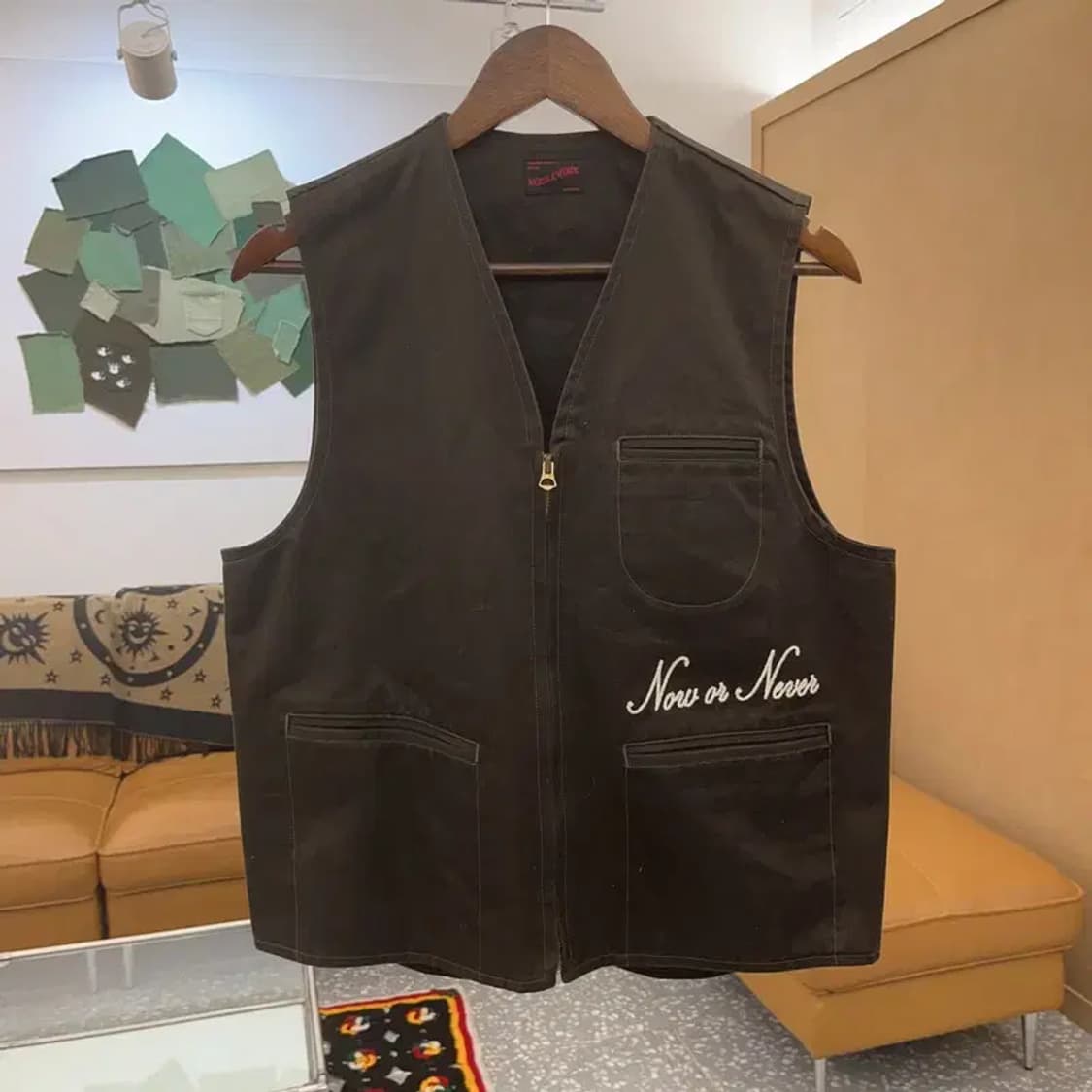 니들워크 빈티지 스트릿 레터링 워크 조끼 베스트 40 C07186 상품이미지4