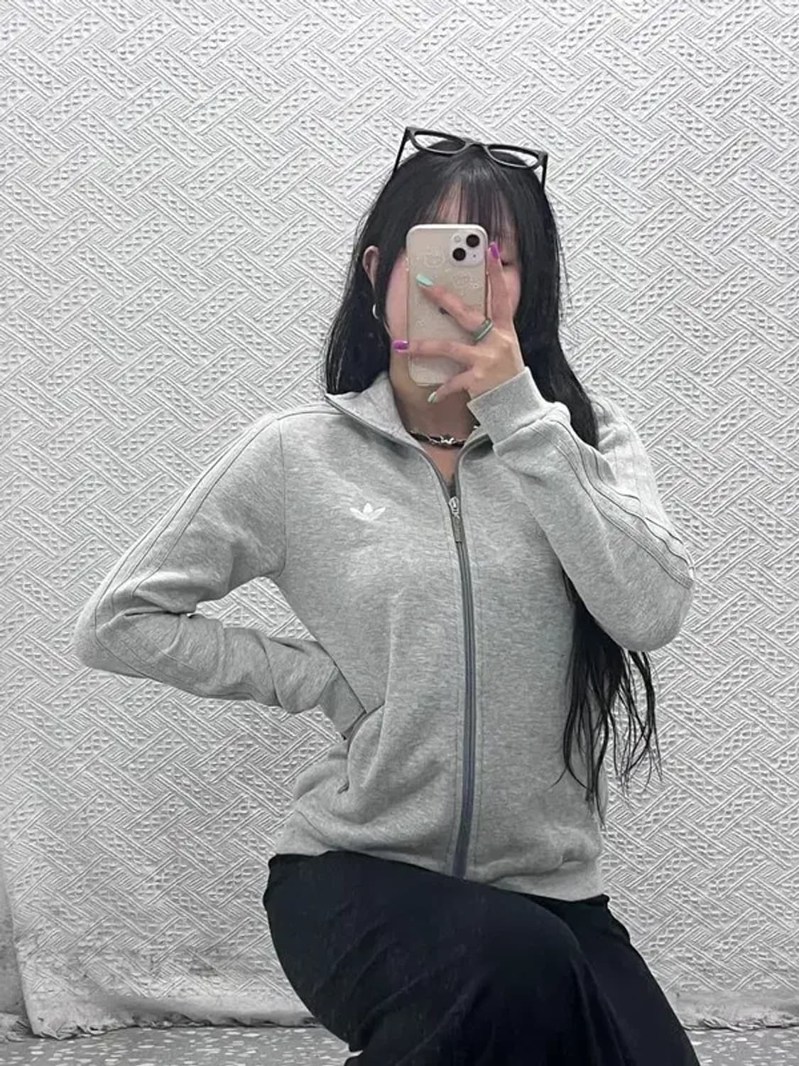 아디다스 올드스쿨 빈티지 연그레이 스웻 져지 집업 100 C07163 상품이미지1