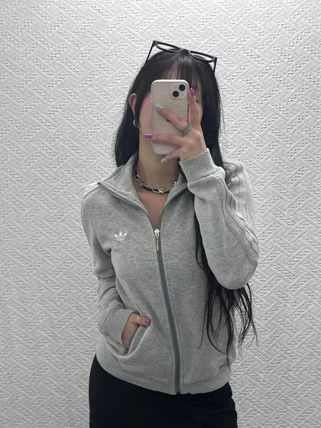 아디다스 올드스쿨 빈티지 연그레이 스웻 져지 집업 100 C07163 상품이미지2