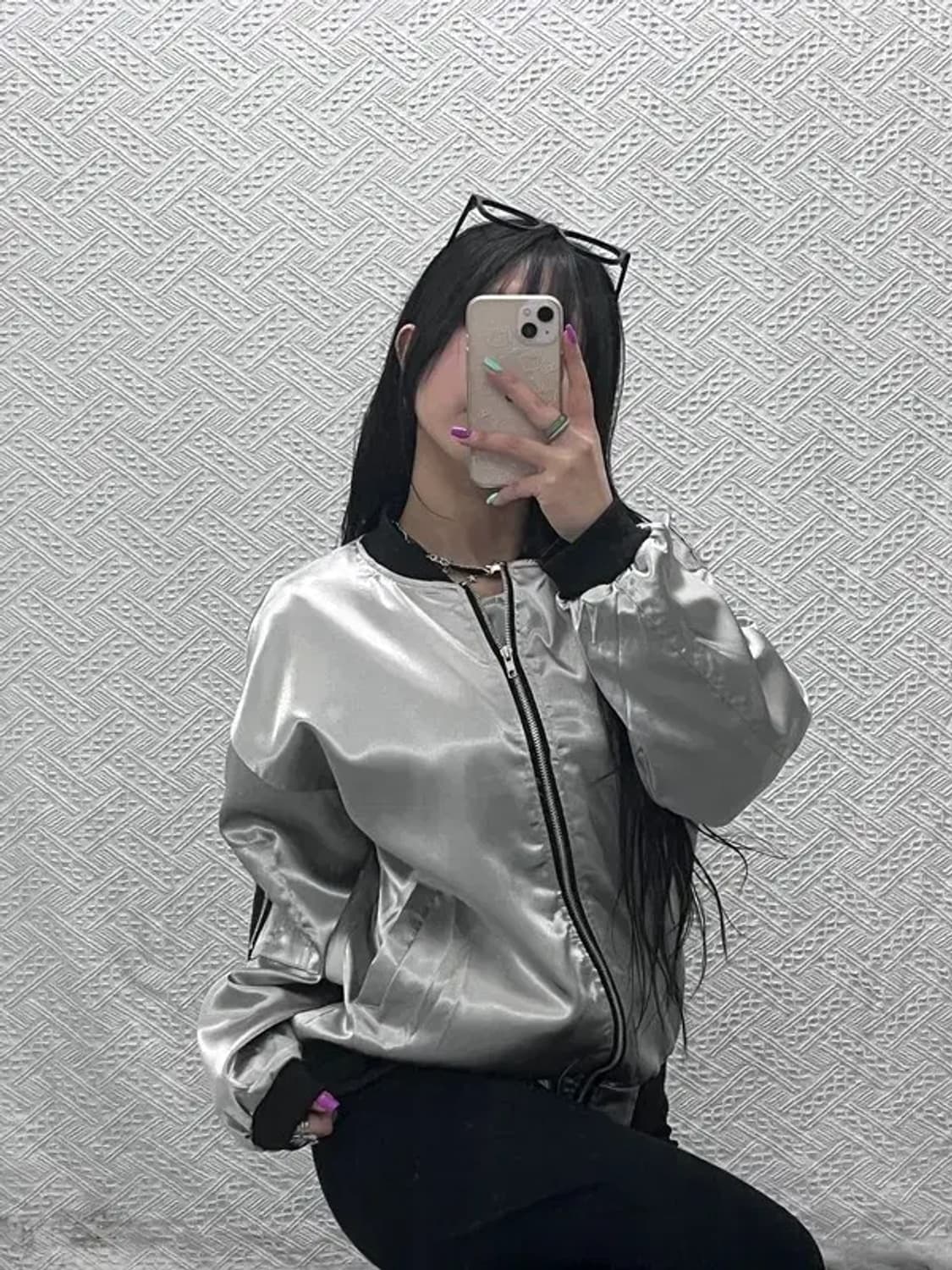 빈티지 일본풍 스카쟌 새틴 바시티 자켓 L C07177 상품이미지2