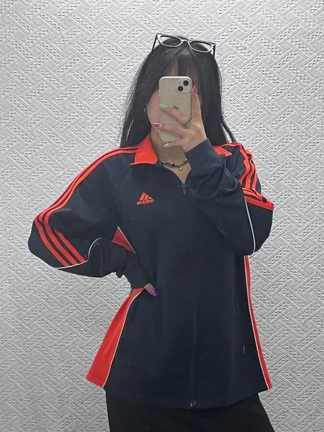 아디다스 레트로 Y2K 스포티 오렌지 배색 져지 집업 L C07181 상품이미지1