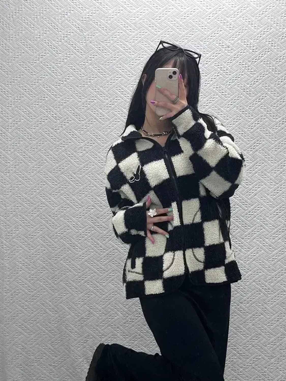 와릿이즌 비케이브 와키윌리 엔젤 체크 양털 플리스 자켓 S C07175 상품이미지1