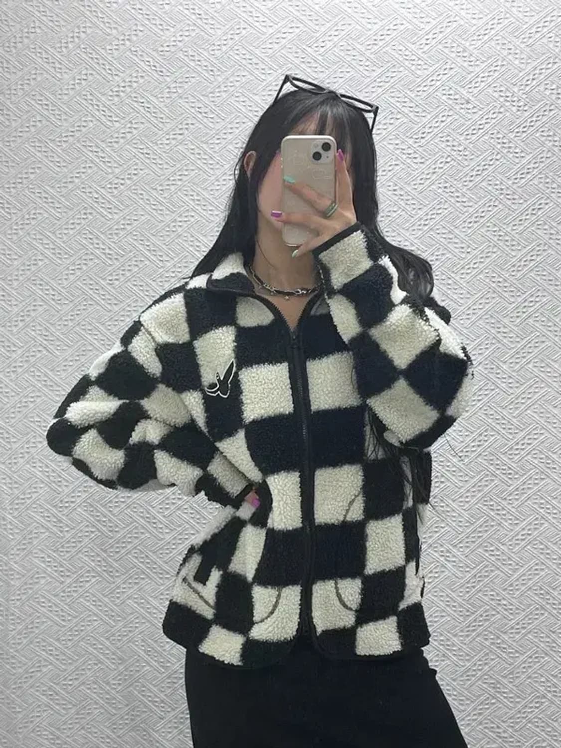 와릿이즌 비케이브 와키윌리 엔젤 체크 양털 플리스 자켓 S C07175 상품이미지2