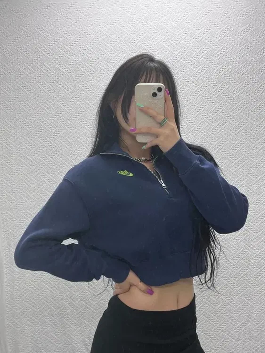 나이키 올드스쿨 스트릿 반집업 크롭 맨투맨 S C07198 상품이미지1