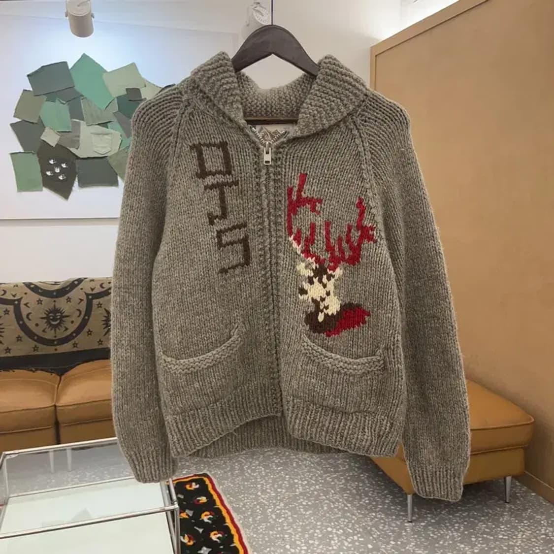 빈티지 재팬 폭닥 노르딕 코위찬 홀리데이 울 가디건 S C07202 상품이미지3