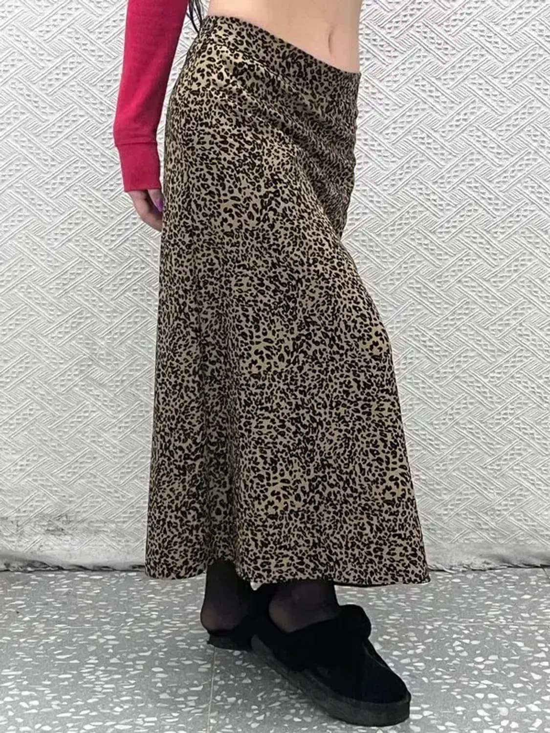 빈티지 모리걸 갸루 호피 레오파드 롱스커트 F C07230 상품이미지1